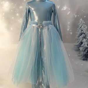 Ice Princess Blue Shimmer Tulle Kids Costume (edges of thule have shred as shown
